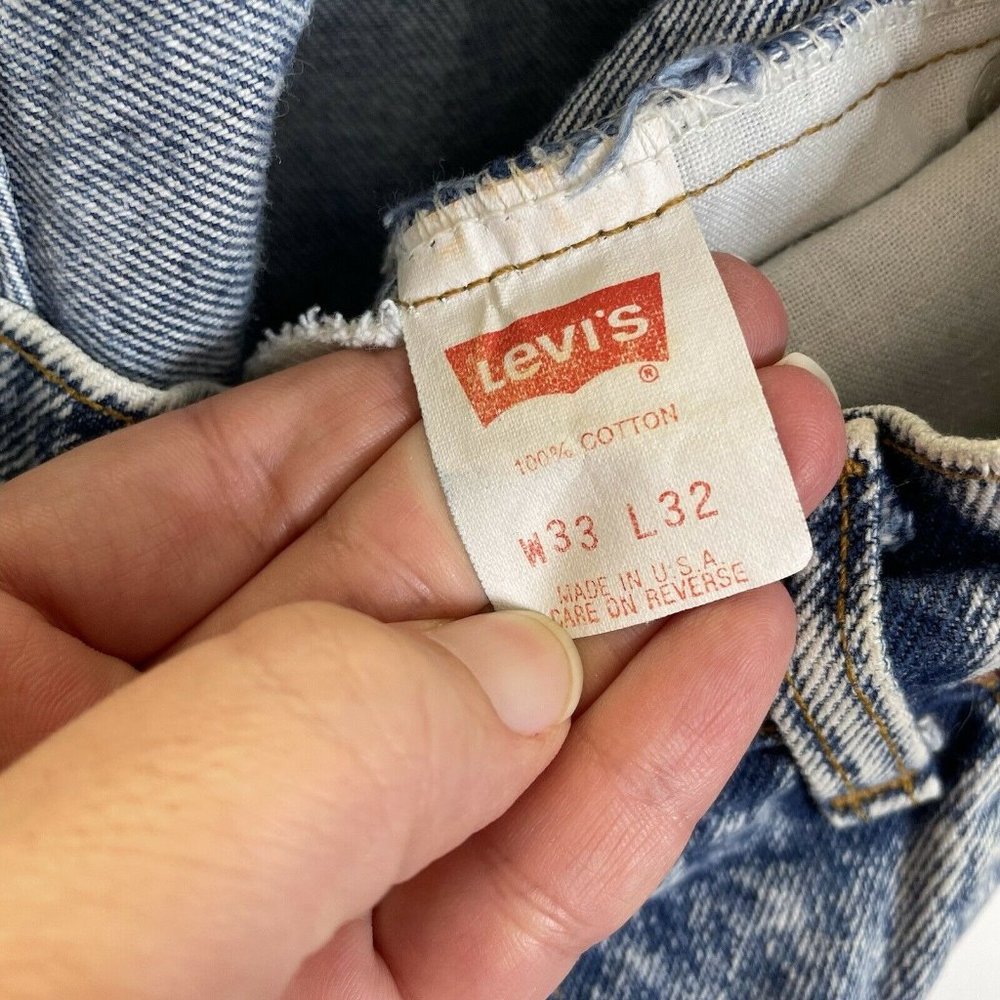 Vintage 90's Levi's Jeans Mens 33 Acid Wash Made In USA Denim Cotton Tapered - Picture 8 of 12